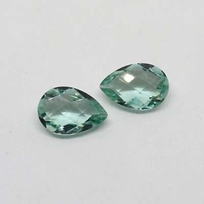 Aquamarine Pear Briolette Gemstone 15x10 mm 12.20 Ct 2 Pcs Loose Gemstone - Image 1 of 2