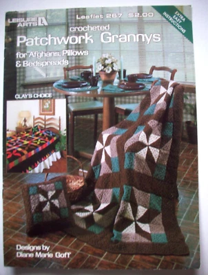 Patchwork Grannys Afghans  pillows Bedspreads crochet pattern EXTRA EASY - Image 1 of 2