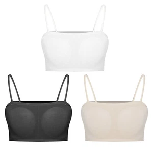 Girls Bras Breathable Top 2Pcs/Set Bra Spaghetti Straps Camisole Yoga Vest Kids - Picture 1 of 50