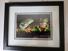 Oil painting two red eyed frog with frame by J, THOMAS  画