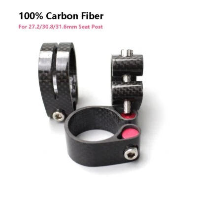 Abrazadera de tija de sillín de bicicleta de carretera MTB de carbono completo 27,2/30,8/31,6 mm abrazaderas de tija de sillín 18 g Foto 1 de 4