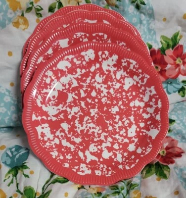 The Pioneer Woman Floral-Coral 4 Piece appetizer plate Set - Image 1 of 2