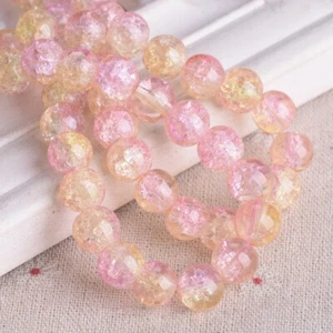 20pcs 10mm Rainbow Colorful Crackled Crystal Glass Loose Beads For DIY Bracelet - Picture 1 of 25