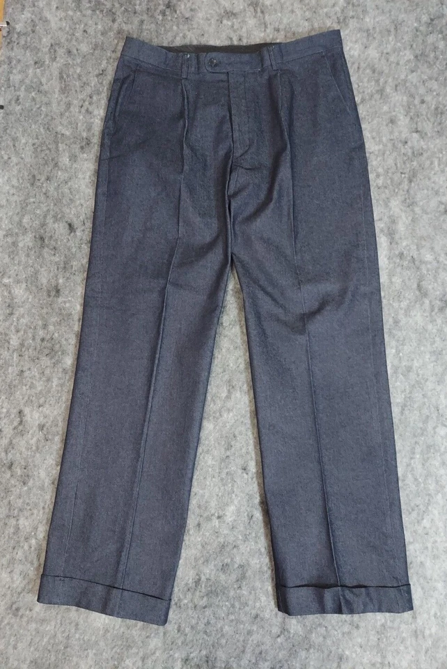 Pantalones Inserch Para Hombre 38x33 Azul Denim Look Vestido Puños Plisado Negocios Oscuro Foto 1 de 4