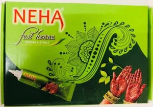 10 X Neha Herbal Fast Henna Mehandi Cones Natural Herbal Strong Dark RED Tubes - Picture 1 of 2