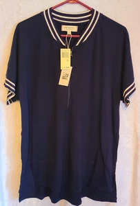 Max Studio Neu mit Etikett marineblau/weiß Trim Kurzarm Tunika T-Shirt Kleid Größe XL - Bild 1 von 10