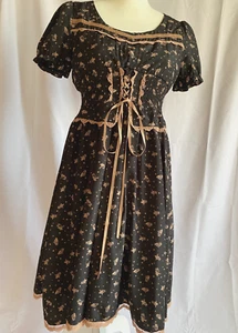 Axes Femme Dress Lolita Sweet Fairy Cute Black Short Sleeve Owl & Star Pattern M - Picture 1 of 13