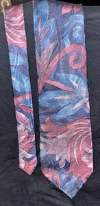 PIERRE CARDIN Men's 100% Silk Necktie Designer PAISLEY Black/Blue/Red EUC - Picture 1 of 3