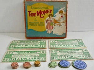Seldom Seen Vintage 1930s EDUCATIONAL TOY MONEY by AMERICAN TOY WORKS, NYC - Picture 1 of 24