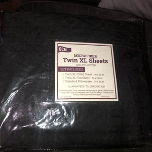 OCM Microfiber Twin XL 3 piece Sheet Set Black - Picture 1 of 7