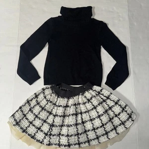 Cynthia Rowley Girls 5-6 Tweed Skirt Set Preppy School Fall Warm Cozy - Picture 1 of 12