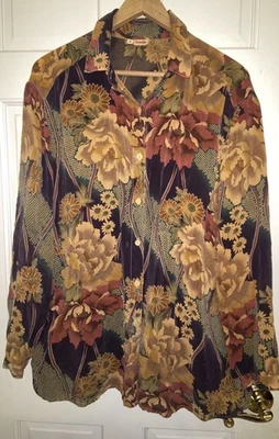 Tianello Vintage Blouse SMALL Garment Dyed FALL Floral Rayon - Image 1 of 4