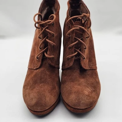 Bota Jessica Simpson Apanhador Camurça Marrom Cunha Outono Inverno com Cadarço Tamanho 8.5 - Imagem 1 de 4