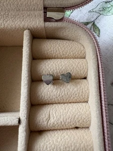 Sterling Silver Stud Heart Earrings With Butterfly Backings - Picture 1 of 2