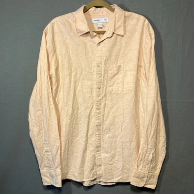 Old Navy Shirt Men XL Peach Slim Fit Linen Blend Button Up Casual Colorful - Image 1 of 4