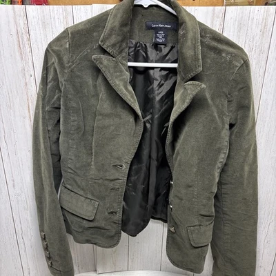Mujer Pequeña Calvin Klein Pana Chaqueta Verde Forrada Foto 1 de 3
