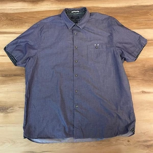 Ted Baker London Shirt Mens 3XL Size 7 Button Down Short Sleeve Blue Cotton - Picture 1 of 9