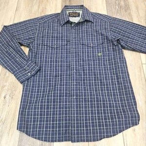 Ariat Pro Series Pearl Snap Button Up Shirt Navy Blue Plaid Men's Small Casual - Picture 1 of 9