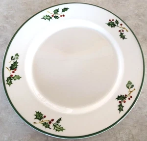 Holiday Celebrations Christopher Radko 2 Dinner Plates Green Trim New - Picture 1 of 6