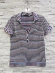 Top Polo Love Moschino Rojo Blanco Azul Rayas Tejido Plateado Metálico Logo 8 - Imagen 1 de 6
