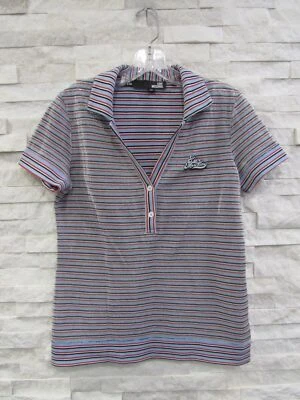 Top Polo Love Moschino Rojo Blanco Azul Rayas Tejido Plateado Metálico Logo 8 Foto 1 de 4