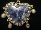 Vintage Taxco Sterling Silver Lapis Lazuli Dangle Drop Heart 1-5/8