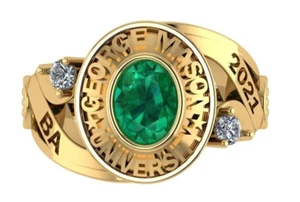 925 Sterling Silver High School Class College University Full Personalized Ring - Picture 1 of 5
