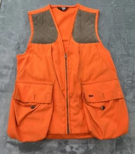 10X Leather Shoulder Patch Orange Shooting Vest Pockets Warm Vintage One Size - Picture 1 of 7