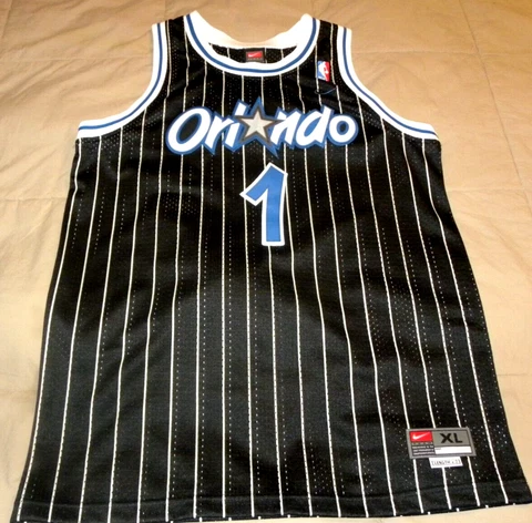 Vintage Nike NBA Tracy McGrady #1 Jersey Orlando Magic Black Pinstripe Youth XL Cover