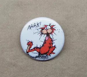 Spilla giacca felino fumetto Bill The Cat 1,25" repro pinback bottone Bloom County - Foto 1 di 3