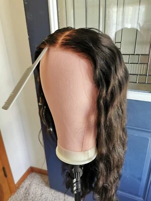  Peluca de encaje frontal cabello humano virgen sexy de 26""' lista para usar de alta calidad 1B Foto 1 de 4