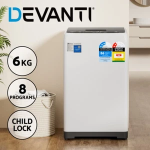 Devanti 6kg Top Load Washing Machine 8 Programs Quick Wash Clothes Washer White - Picture 1 of 8