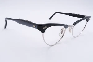 NOS ArtCraft Eyeglasses FRAMES 46[]20 Gray Blue Browline 1/10 12k GF Silver D866 - Picture 1 of 8