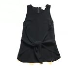 Charlotte Brody Tie Front Blouse Top Shirt Womens 8 Black Sleeveless Crew Neck