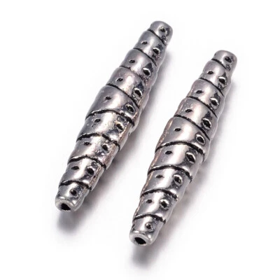 20pcs Tibetan Alloy Shuttle Beads Spiral Antique Silver Jewelry Findings 25x5mm - Image 1 of 2