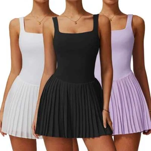 Ärmelloses Golf-Tenniskleid für Damen mit integrierten Shorts, Sportkleid mit Falten - Bild 1 von 15