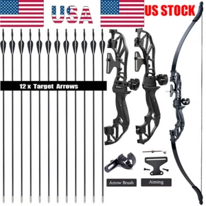 Archery 53" Takedown Recurve Bow with Bow Sight, Arrow Rest / 12X Target Arrows - Picture 1 of 51