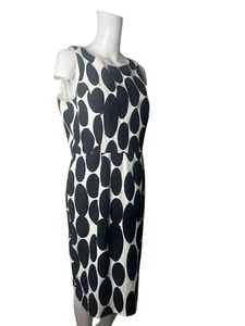 BHS Fit & Flare Dress Size 14 Womens EU42 Black & White Cotton Spotted Zip - Picture 1 of 11