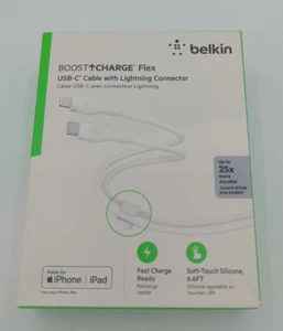 Belkin BoostCharge Flex Silikon USB-C auf 8 Pin Kabel 6,6 Fuß 2 m Clip iPhone - Bild 1 von 5