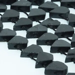 Rough Cutting Flat Drop Beads Fine Natural Black Colored Tourmaline Stone Bead - Picture 1 of 12