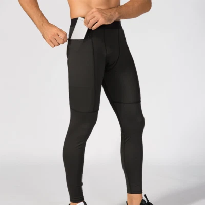 Men's Gym Pants Zipper Pocket Stretch Running Training Leggings Sweatpants - Image 1 of 4