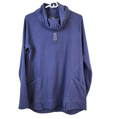 Top L.L.Bean para mujer L púrpura ceñida capucha cuello túnica agujero para el pulgar senderismo al aire libre Foto 1 de 4