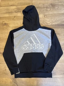 Sudadera con Capucha Adidas Juvenil Polar Gráfico Logo Pullover, Negro y Gris Jaspeado, L 14/16 - Imagen 1 de 6