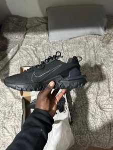 Nike React Vision Triple Black Sneakers - Picture 1 of 6