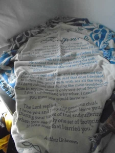 50x68" Throw Blanket Inspirational /Hope Verse Footprints religious - Picture 1 of 10