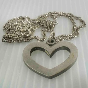 R Tennesmed Sweden Pewter Heart Pendant Necklace Signed Fashion Jewelry - Picture 1 of 4