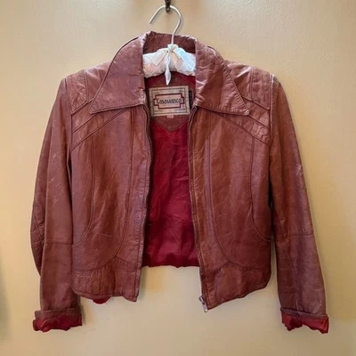 Vintage Casablanca Women's  Cognac Leather Bomber Jacket Size XS - Image 1 of 4