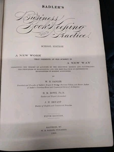 Antique 1896 Sadlers Business Book Keeping & Practice Hardcover 5th Edition - Bild 1 von 14