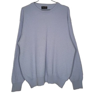 Franco Ponti Jumper XL Pale Blue Merino Wool Blend Crew Preppy Vintage Sweater - Picture 1 of 12
