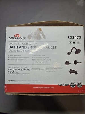 Design House 523472 Oakmont 2 manijas 1 rociador bañera y grifo de ducha en aceite Rub Br Foto 1 de 3